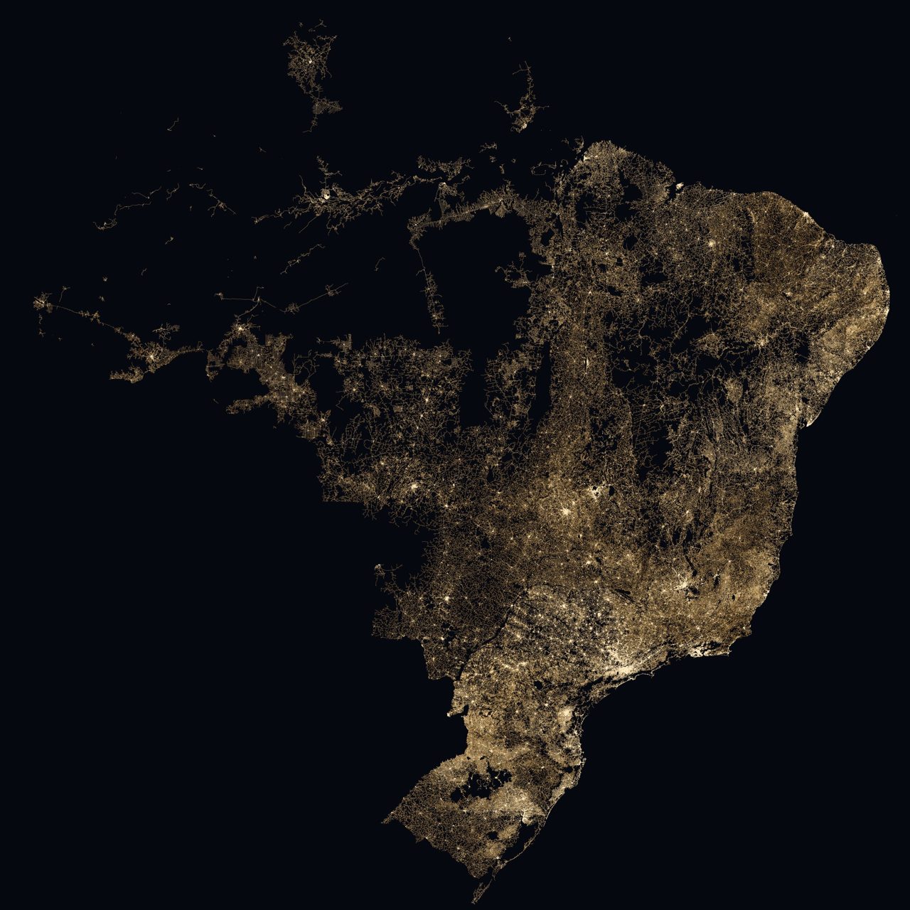 Mapa nacional da rede — transmissão, subestações e distribuição MT reconstruída da BDGD